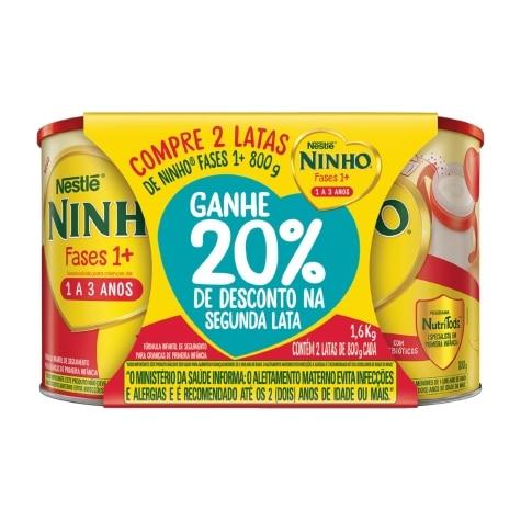 Kit Fórmula Infantil Ninho Primeira Infância Fases 1+ 400g Ganhe 20% de Desconto na 2ª Unidade - Imagem 1