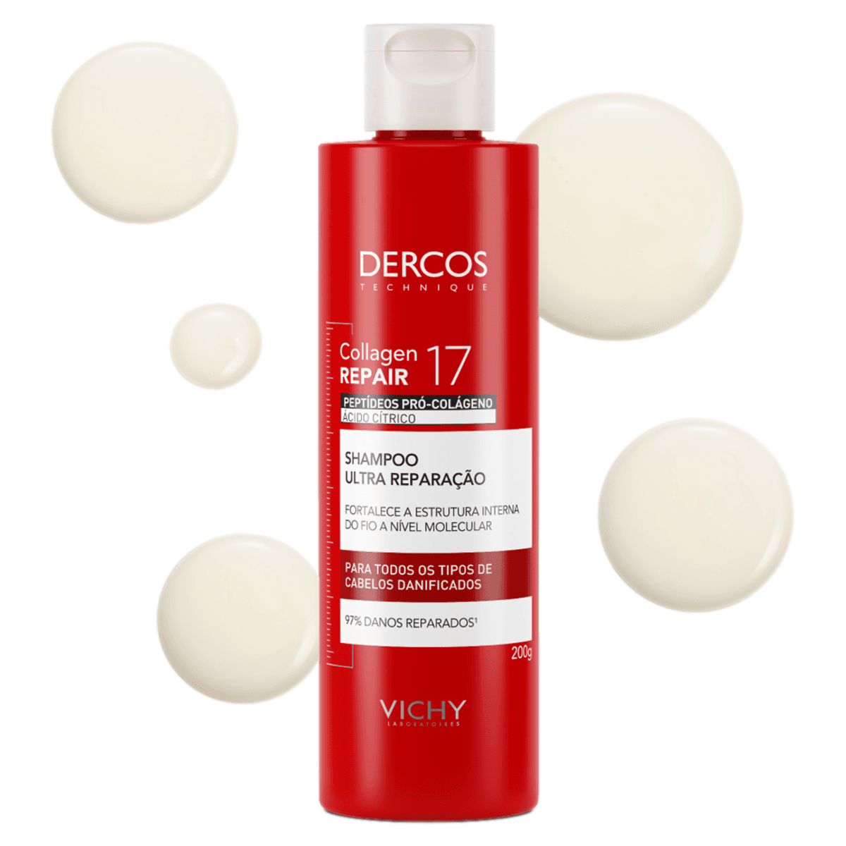 Shampoo Ultra Reparação Vichy Dercos Collagen Repair 17 200g - Imagem 1