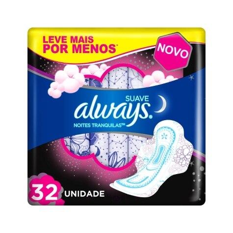 Absorvente Noturno Suave com Abas Always Noites Tranquilas 32 Unidades Leve mais Por menos - Imagem 1