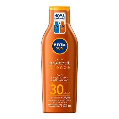 Protetor Solar Facial e Corporal Nivea Sun Protect & Bronze FPS30 125ml - Imagem 1