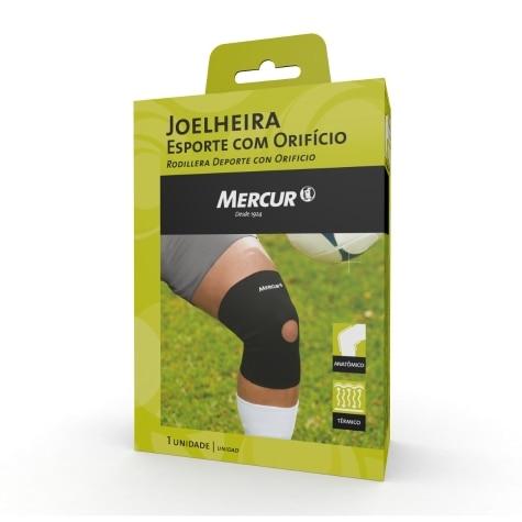 Joelheira Esporte Mercur com Orifício Preta G 1 Unidade - Imagem 1