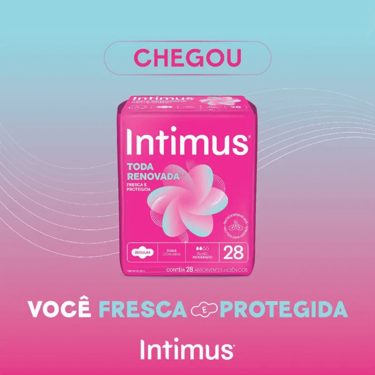 Absorvente Cobertura Extra Suave com Abas Intimus Cuidado Avançado 28 Unidades Leve mais Por menos - Imagem 2
