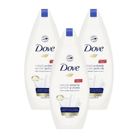 Kit 3 Unidades Sabonete Líquido Dove Nutrição Profunda 250ml - Imagem 1