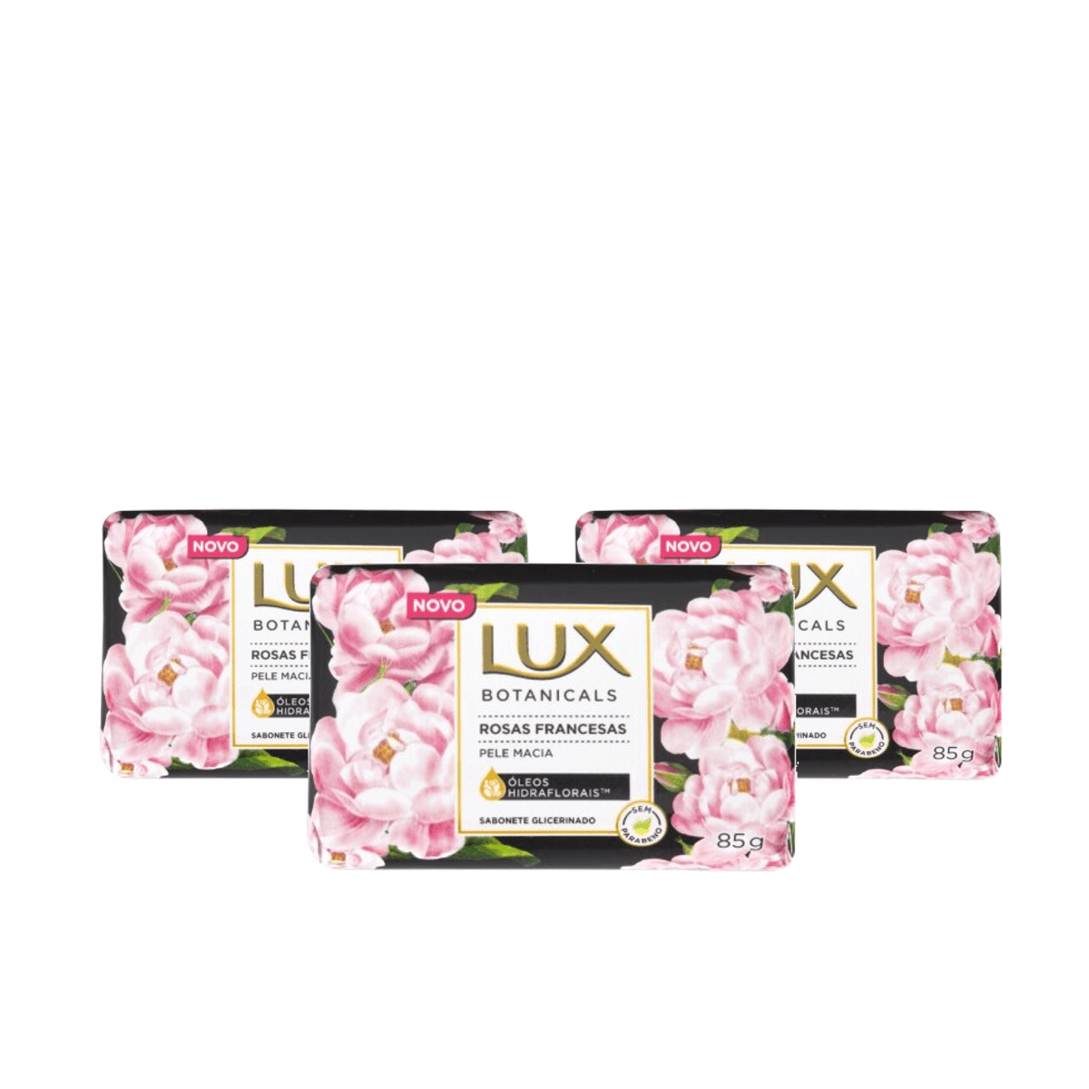 Kit 3 Unidades Sabonete em Barra Lux Botanicals Rosas Francesas 85g - Imagem 1