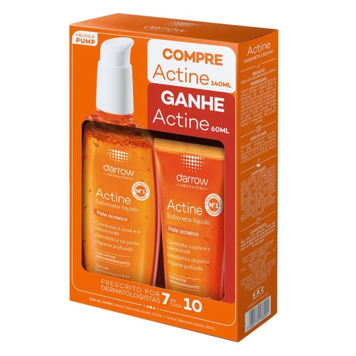 Kit Sabonete Líquido Facial Actine 140ml Ganhe Sabonete Líquido Actine 60ml - Imagem 1