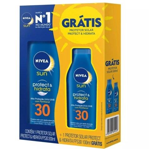 Kit Protetor Solar Corporal Nivea Sun Protect & Hidrata FPS30 200ml Grátis 100ml - Imagem 1