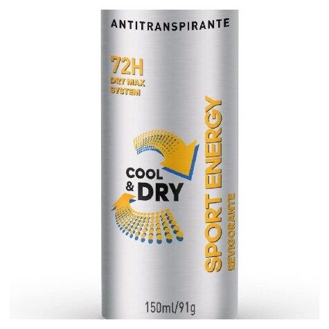 Desodorante Aerossol Adidas Cool & Dry Sport Energy 72h 150ml - Imagem 3