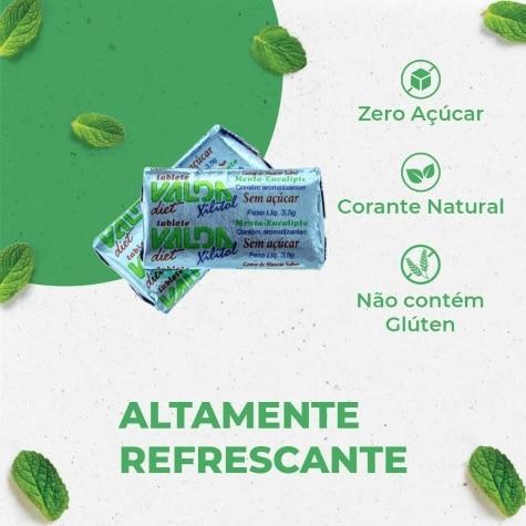 Goma de Mascar Valda Diet Xilitol Sabor Mentol, Eucalipto e Timol 6 Tabletes - Imagem 2