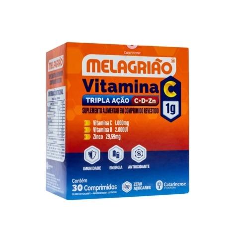 Melagrião Catarinense Pharma Vitamina C 1g Tripla Ação C+D+Zn 30 Comprimidos - Imagem 2