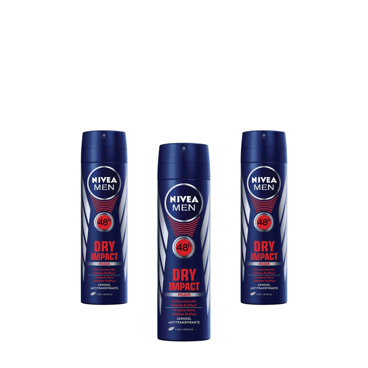 Kit 3 Unidades Desodorante Aerosol Nivea Men Dry Impact 150ml - Imagem 1