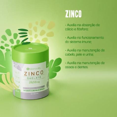 Zinco Quelato 30mg Bioroots 60 Cápsulas - Imagem 3