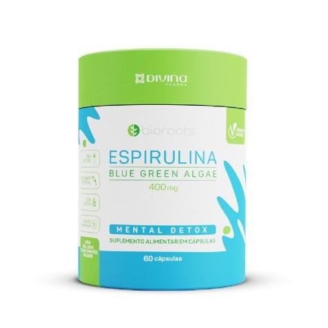 Espirulina Blue Green Algae Bioroots 400mg 60 Cápsulas - Imagem 1