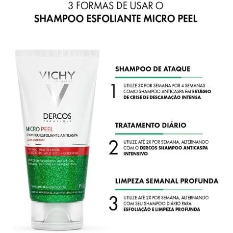 Shampoo Dercos Micro Peel Vichy Cabelo 150g - Imagem 4