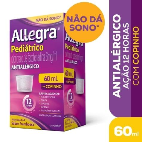 Antialérgico Allegra Pediátrico Cloridrato de Fexofenadina 6mg/ml Suspensão Oral 60ml com Copo Dosador - Imagem 2