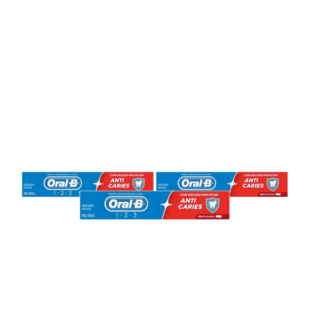 Kit 3 Unidades Creme Dental Oral-B 123 Anti Cáries 70g - Imagem 1