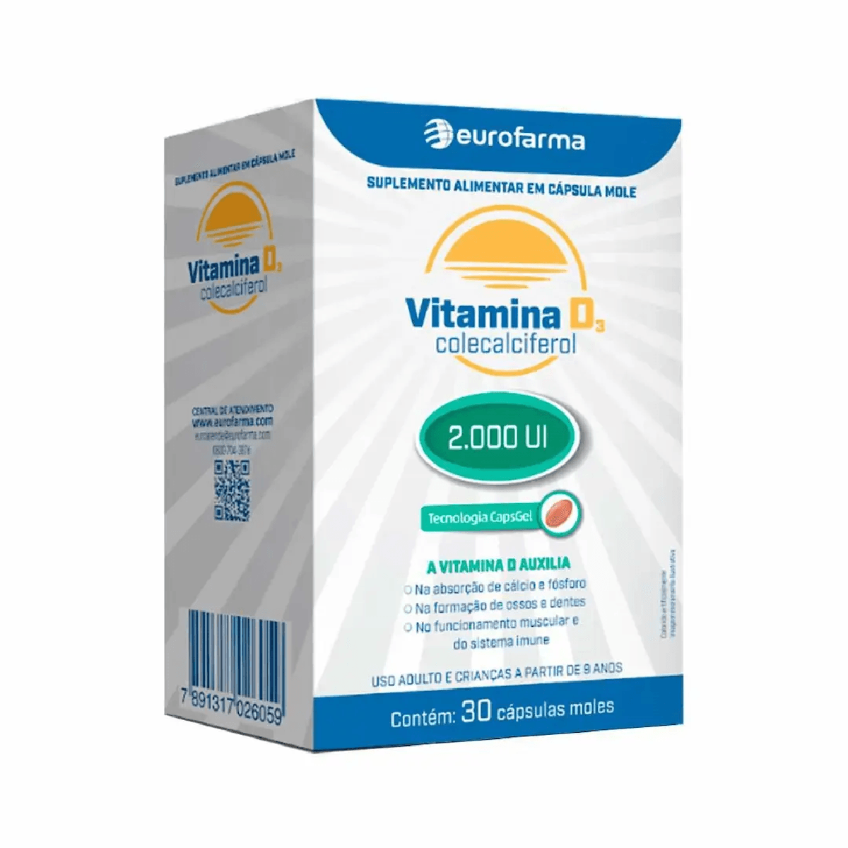 Vitamina D3 Colecalciferol 2.000Ui 30 Cápsulas - Imagem 1