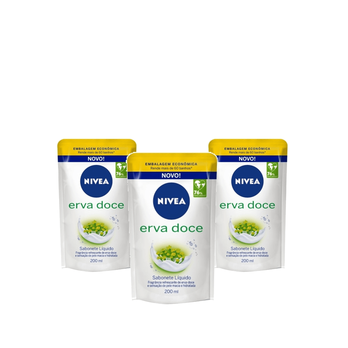 Kit 3 Unidades Sabonete Líquido Nivea Erva Doce Refil 200ml - Imagem 1