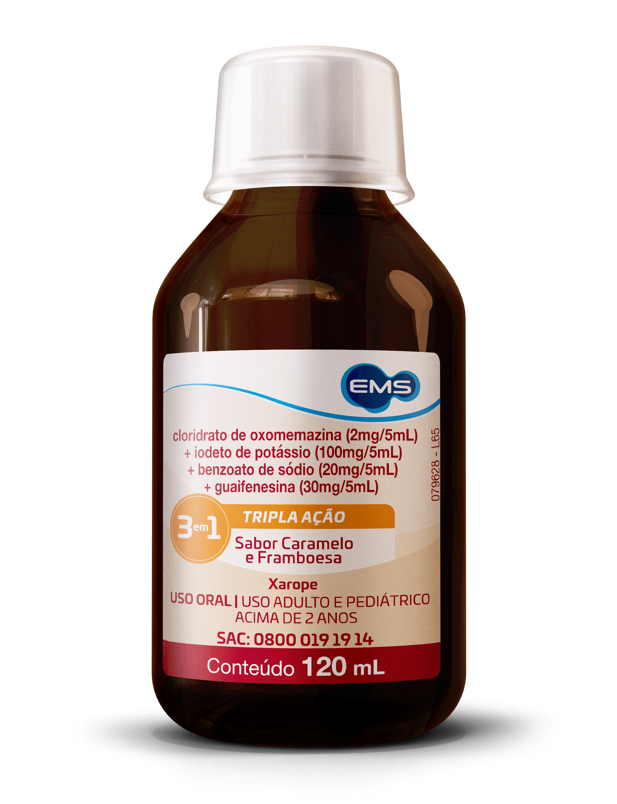 Cloridrato de Oxomemazina + Iodeto de Potássio + Benzoato de Sódio + Guaifenesina 120ml EMS Genérico - Imagem 3