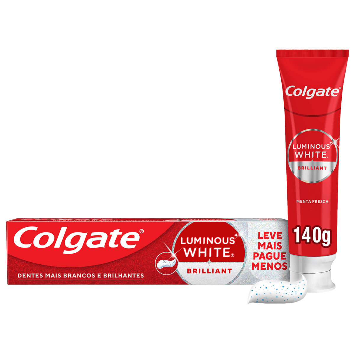 Creme Dental Anticárie com Flúor Brilliant Mint Colgate Luminous White Leve Mais Pague Menos 140g - Imagem 1
