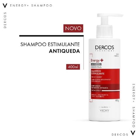 Shampoo Dercos Energy+ Vichy Antiqueda Cabelo 400g - Imagem 2