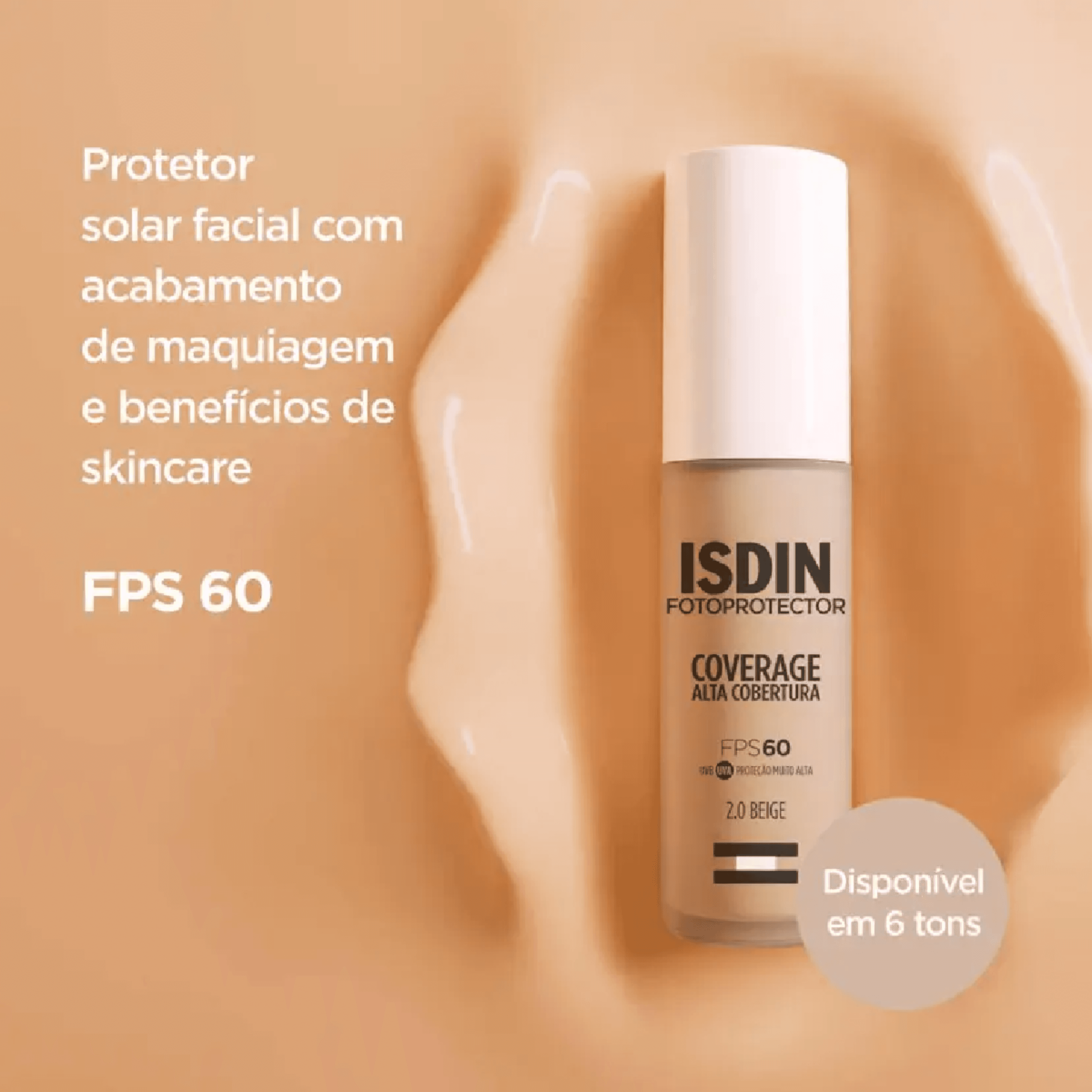Protetor Solar Facial ISDIN Coverage Alta Cobertura 2.0 Beige FPS60 30g - Imagem 3