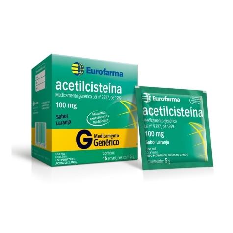 Acetilcisteína 100mg 16 Envelopes Eurofarma Genérico - Imagem 2