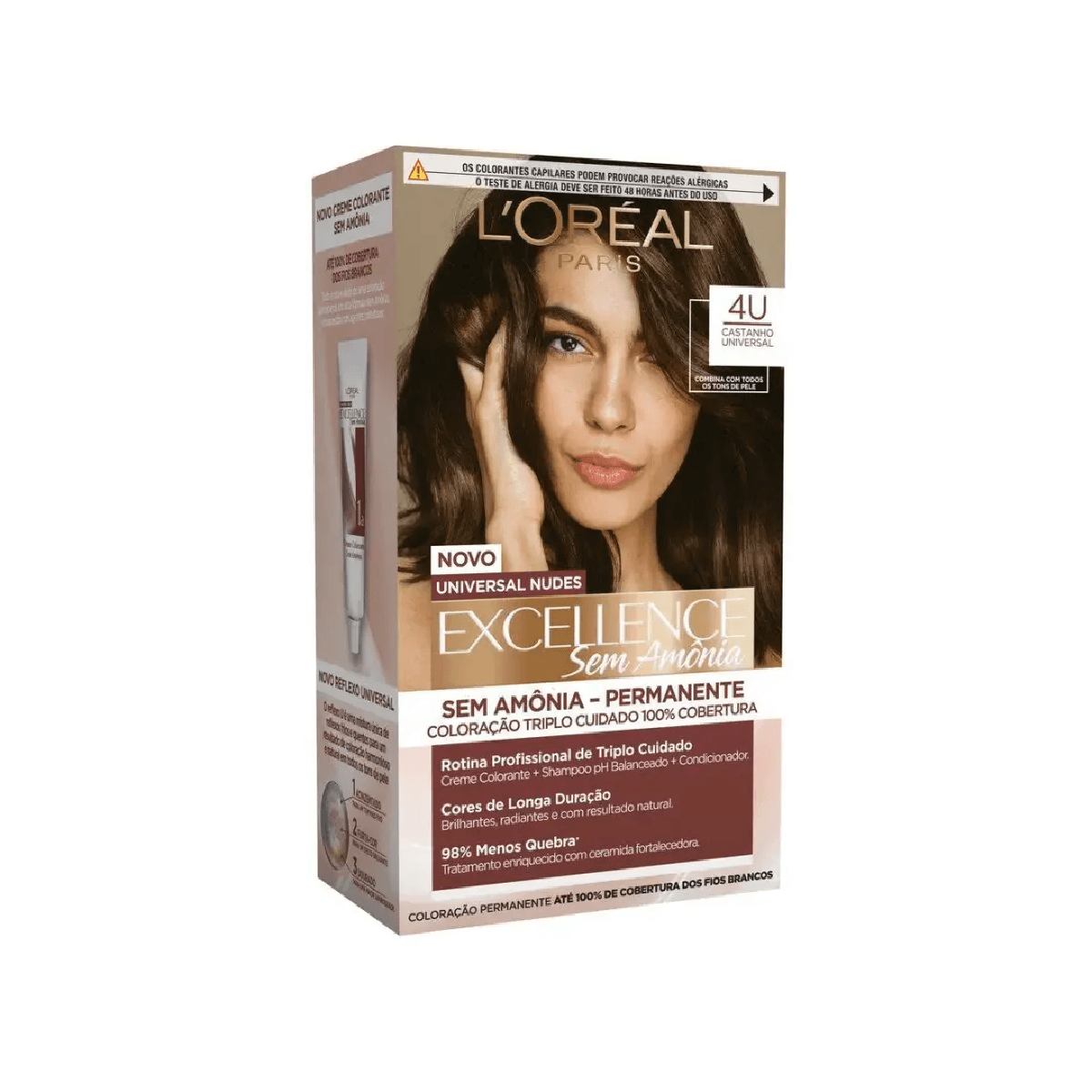 Tinta de Cabelo Permanente Imédia Excellence L'Oréal Paris Sem Amônia - 4U Castanho Universal - Imagem 1