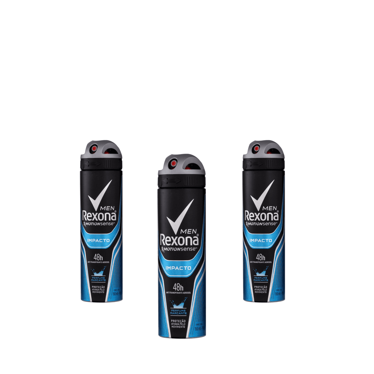 Kit 3 Unidades Desodorante Aerosol Rexona Men Impacto 150ml - Imagem 1