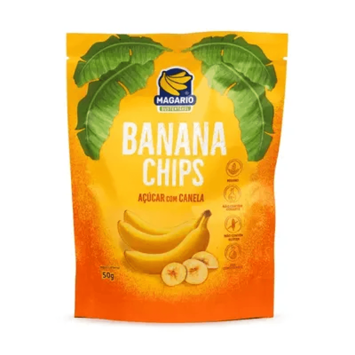 Chips de Banana com Açúcar e Canela Magario 50g - Imagem 1