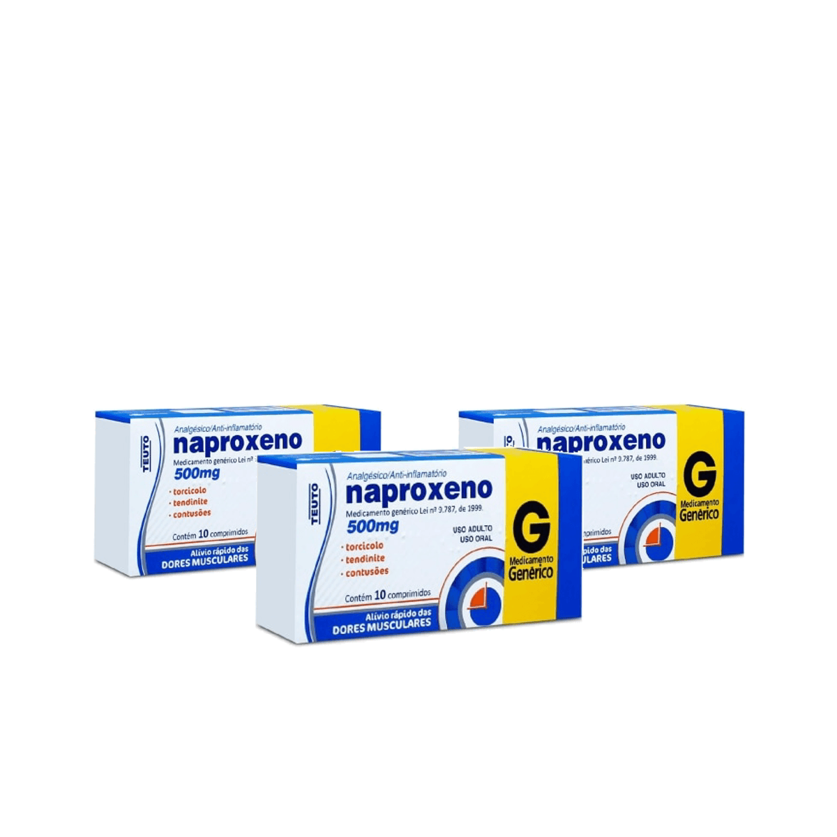 Kit 3 Unidades Naproxeno 500mg 10 Comprimidos Teuto Genérico - Imagem 1
