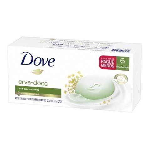 Kit Sabonete Hidratante Barra Dove Erva-Doce e Camomila Leve mais Pague menos 6 Unidades 90g - Imagem 1