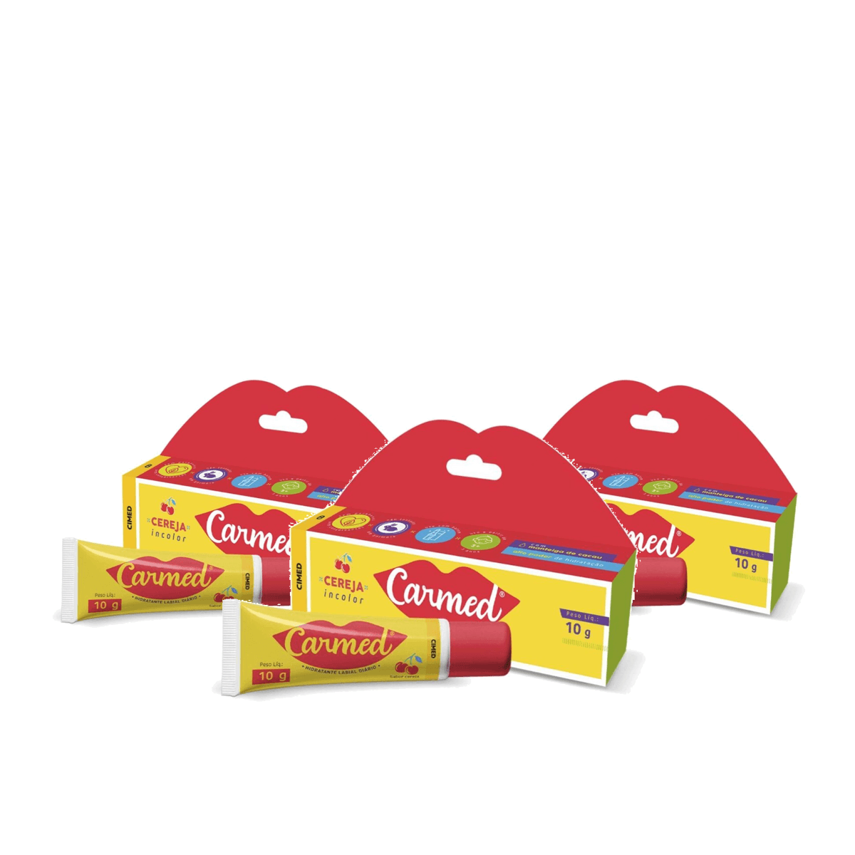 Kit 3 Unidades Hidratante Labial Carmed Cereja 10g - Imagem 1
