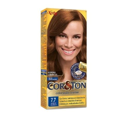 Tintura Cor&ton Niely Coloração Creme 7.7 Marrom Dourado 135g - Imagem 1
