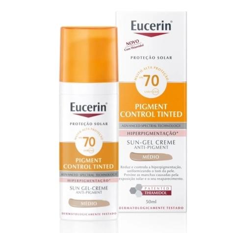 Protetor Solar Facial Eucerin Sun Pigment Control Tinted FPS70 Creme Cor Médio 50ml - Imagem 1