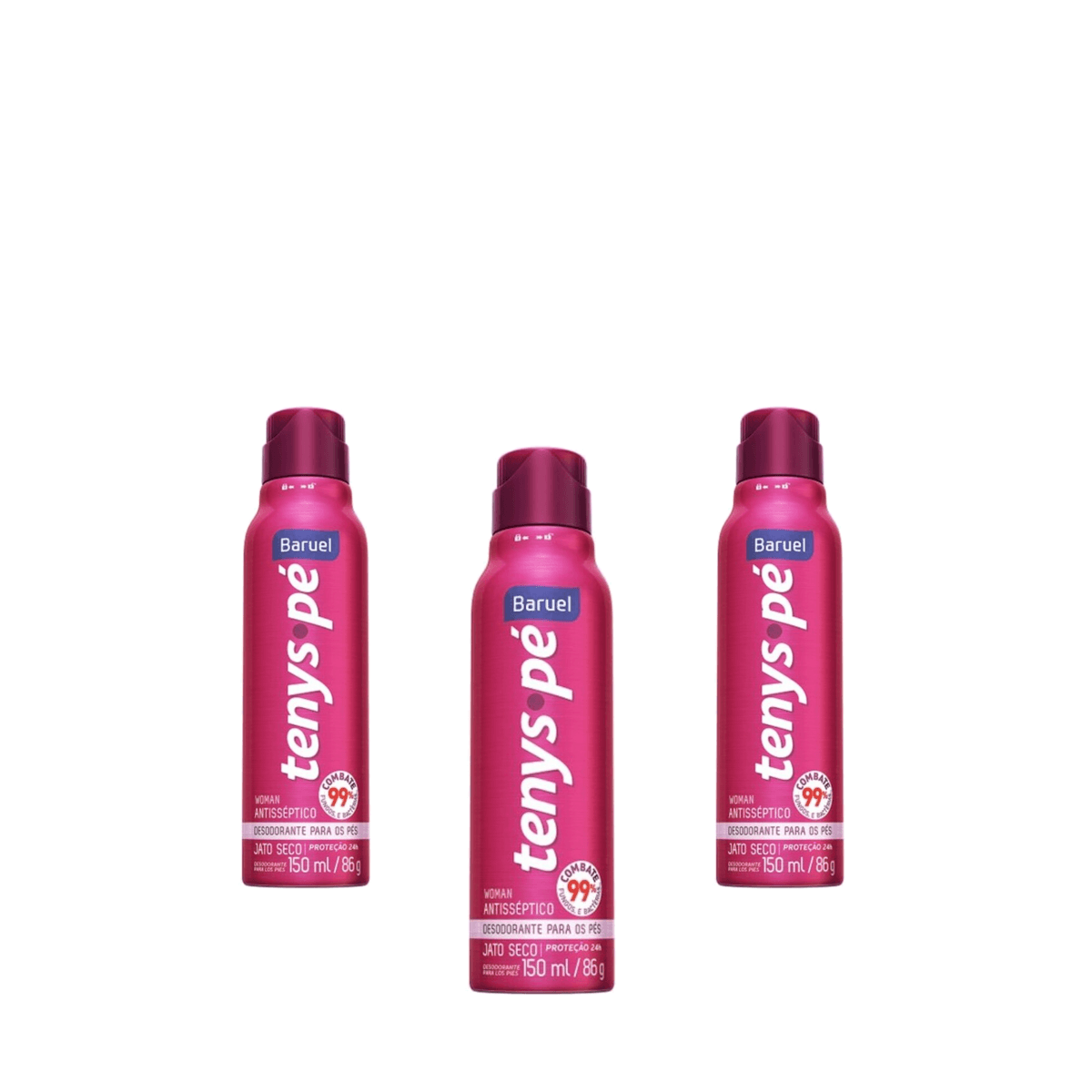 Kit 3 Unidades Desodorante Aerosol para Pés Tenys Pé Woman 150ml - Imagem 1
