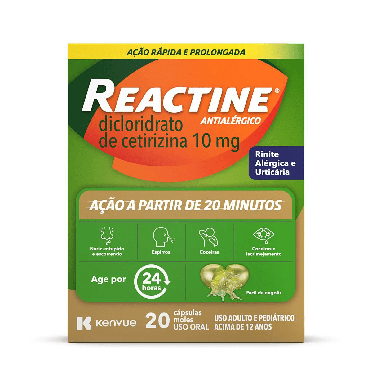 Reactine 10mg 20 Cápsulas - Imagem 1