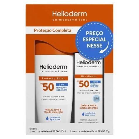 Kit Protetor Solar Corporal Helioderm Suncare FPS50 com 200ml + Facial FPS50 com 50g - Imagem 2