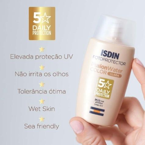 Fotoprotetor Facial Isdin Fusion Water FPS50 Cor Clara 50ml - Imagem 4