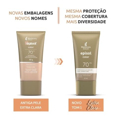 Protetor Solar Facial Episol Color FPS70 Cor Extra Claro 40g - Imagem 2
