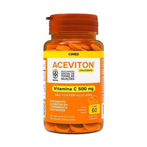 Aceviton Imunidade 500mg Sabor Laranja 60 Comprimidos Mastigáveis - Imagem 1