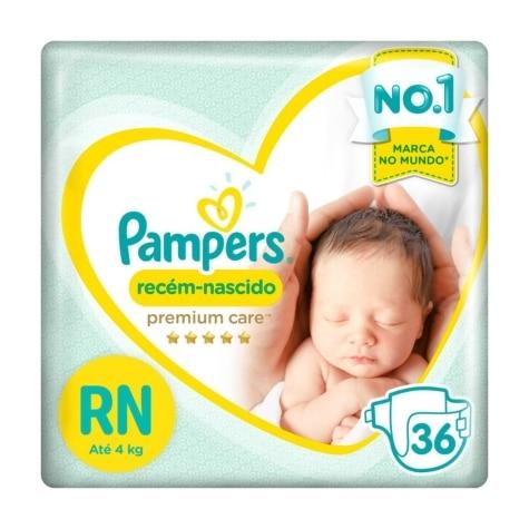 Fralda Pampers Premium Care RN 36 Unidades - Imagem 1