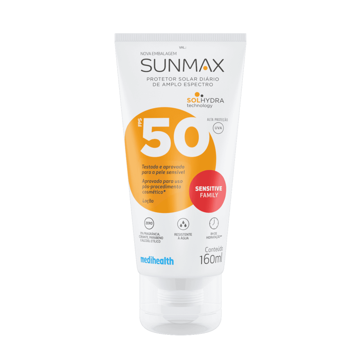 Protetor Solar Facial e Corporal Sunmax Sensitive FPS50 Pele Sensível 160ml - Imagem 1