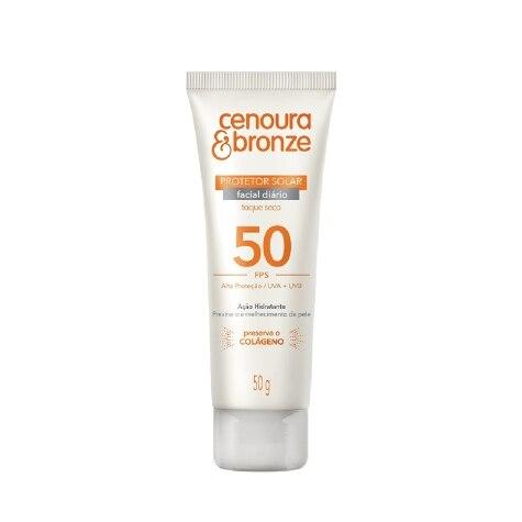 Protetor Solar Facial Cenoura & Bronze FPS50 Toque Seco 50g - Imagem 1