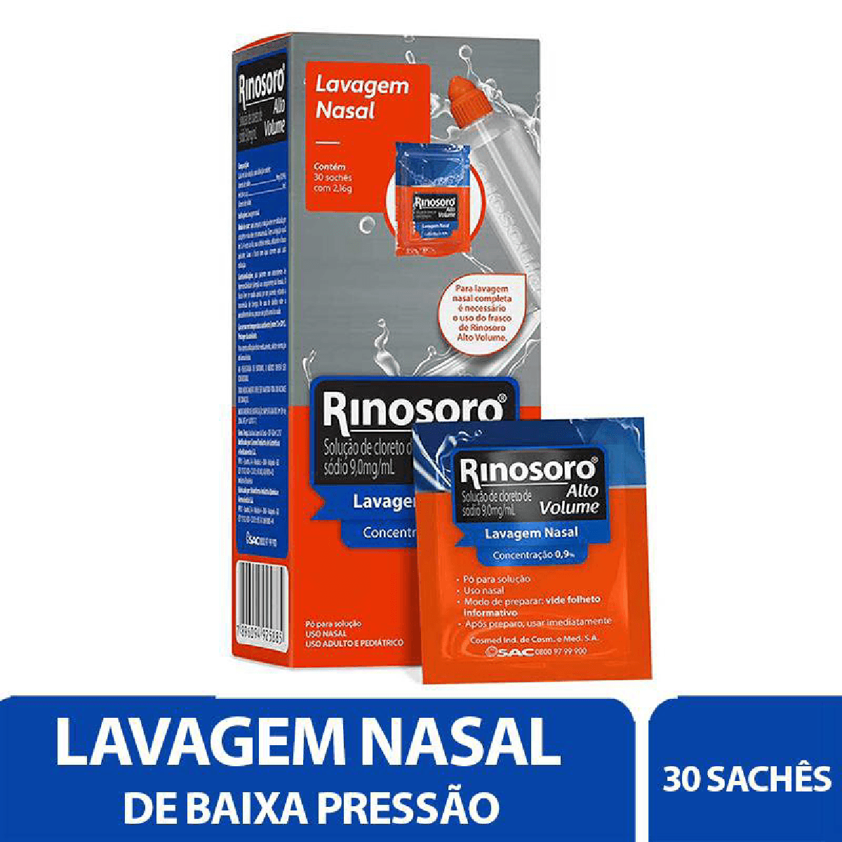Rinosoro Alto Volume 0,9% 30 Sachês - Imagem 1