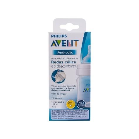 Mamadeira Philips Avent Anti-Colic Transparente 0m+ 125ml - Imagem 1
