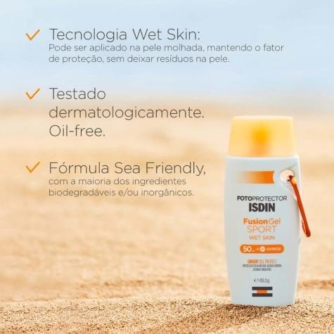 Protetor Solar Facial e Corporal Isdin Fusion Gel Sport Wet Skin FPS50 89,5g - Imagem 5