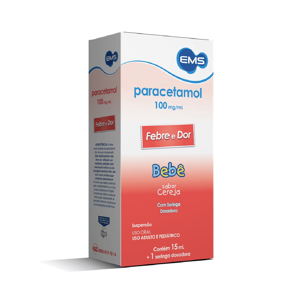 Paracetamol Bebê 100mg Suspensão Oral 15ml EMS - Imagem 1