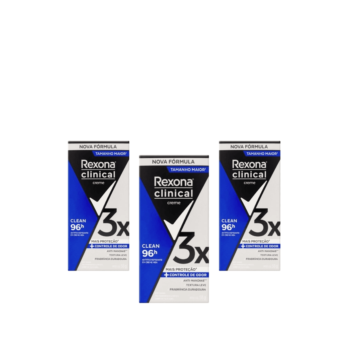 Kit 3 Unidades Desodorante Creme Rexona Men Clinical Clean 48g - Imagem 1