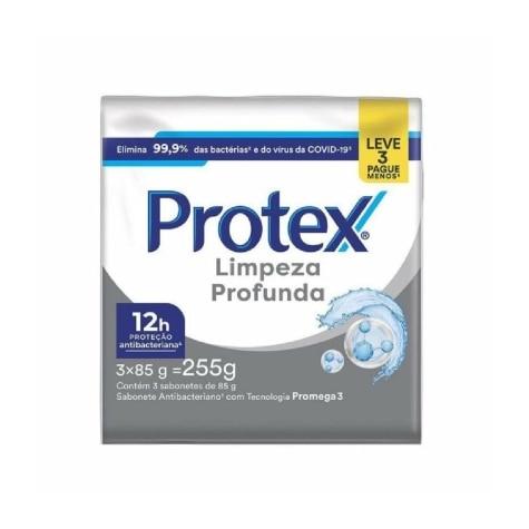 Sabonete Antibacteriano Barra Protex Limpeza Profunda 3 Unidades 255g - Imagem 1