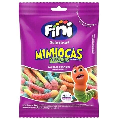Bala de Gelatina Fini Minhocas Cítricas Sabores Sortidos 90g - Imagem 1